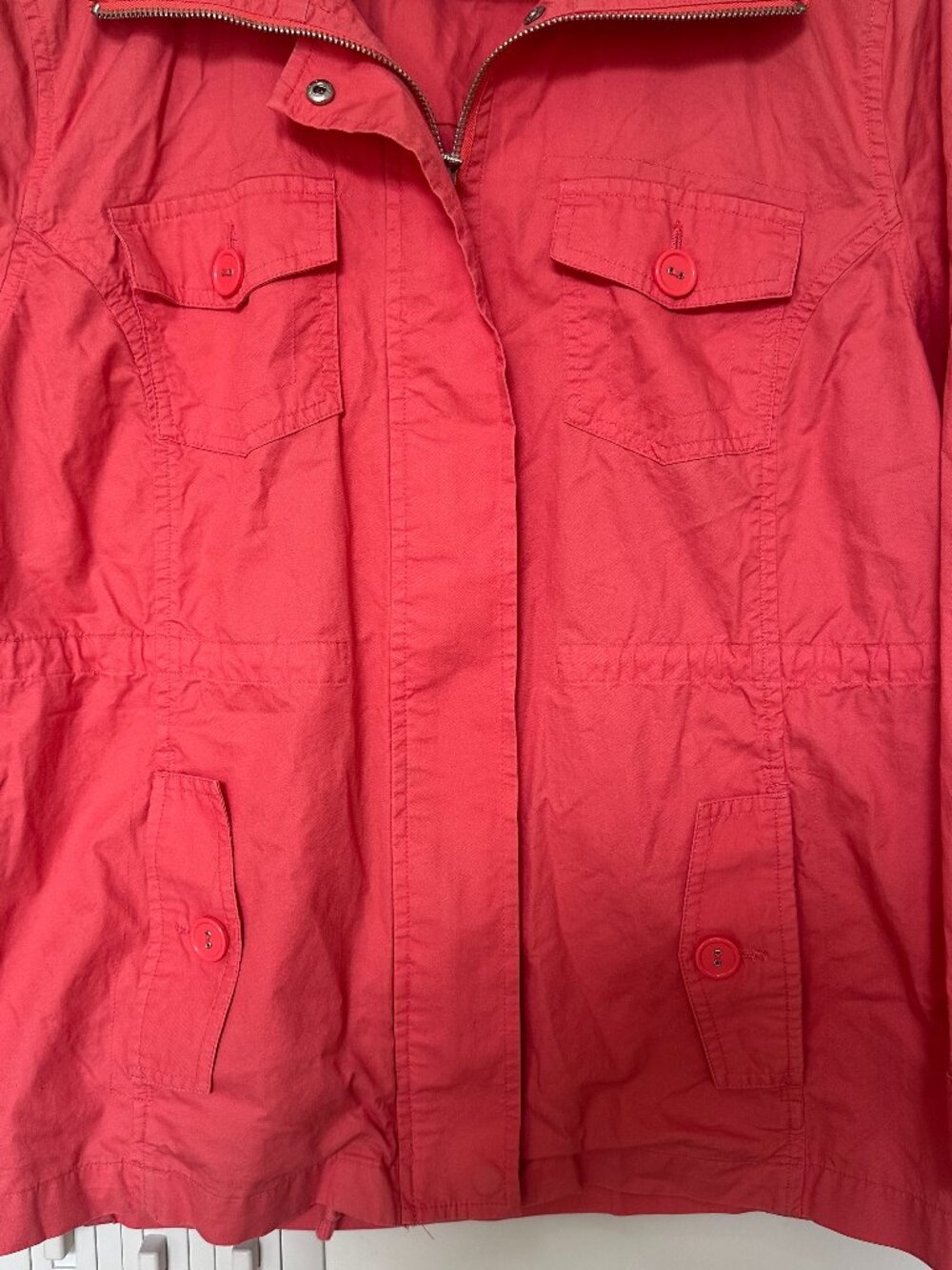 Croft & Barrow Salmon Pink Cinched Utility Jacket Size Medium🌸 - Picture 3 of 6